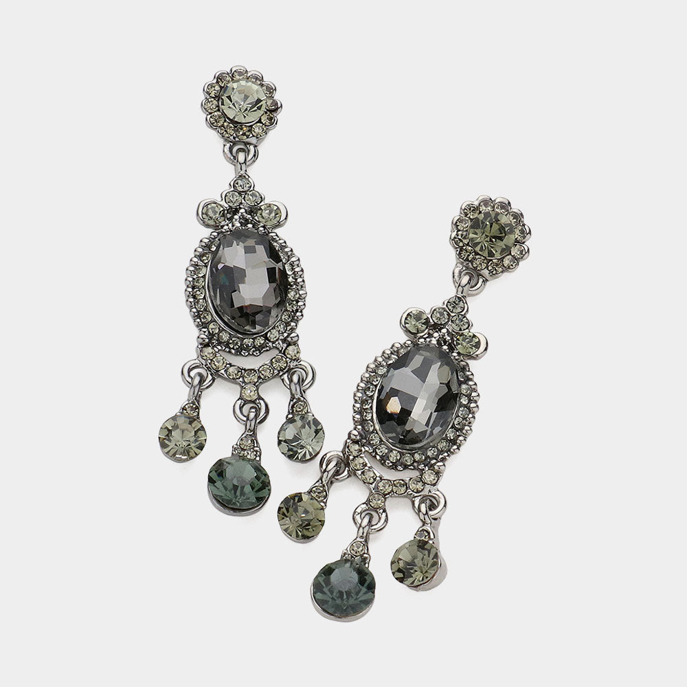 Madeline Love Black Diamond Multi Stone Dangle Evening Earrings
