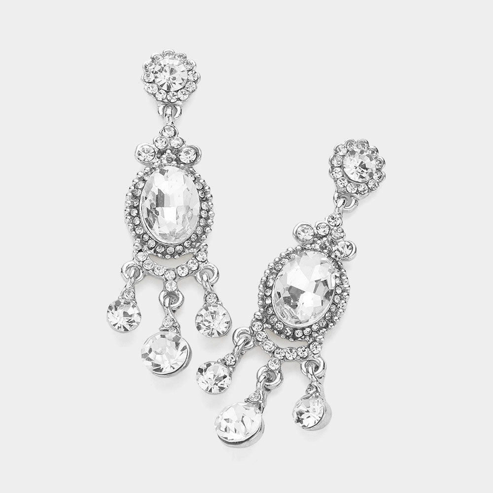 Madeline Love Silver Multi Stone Dangle Evening Earrings