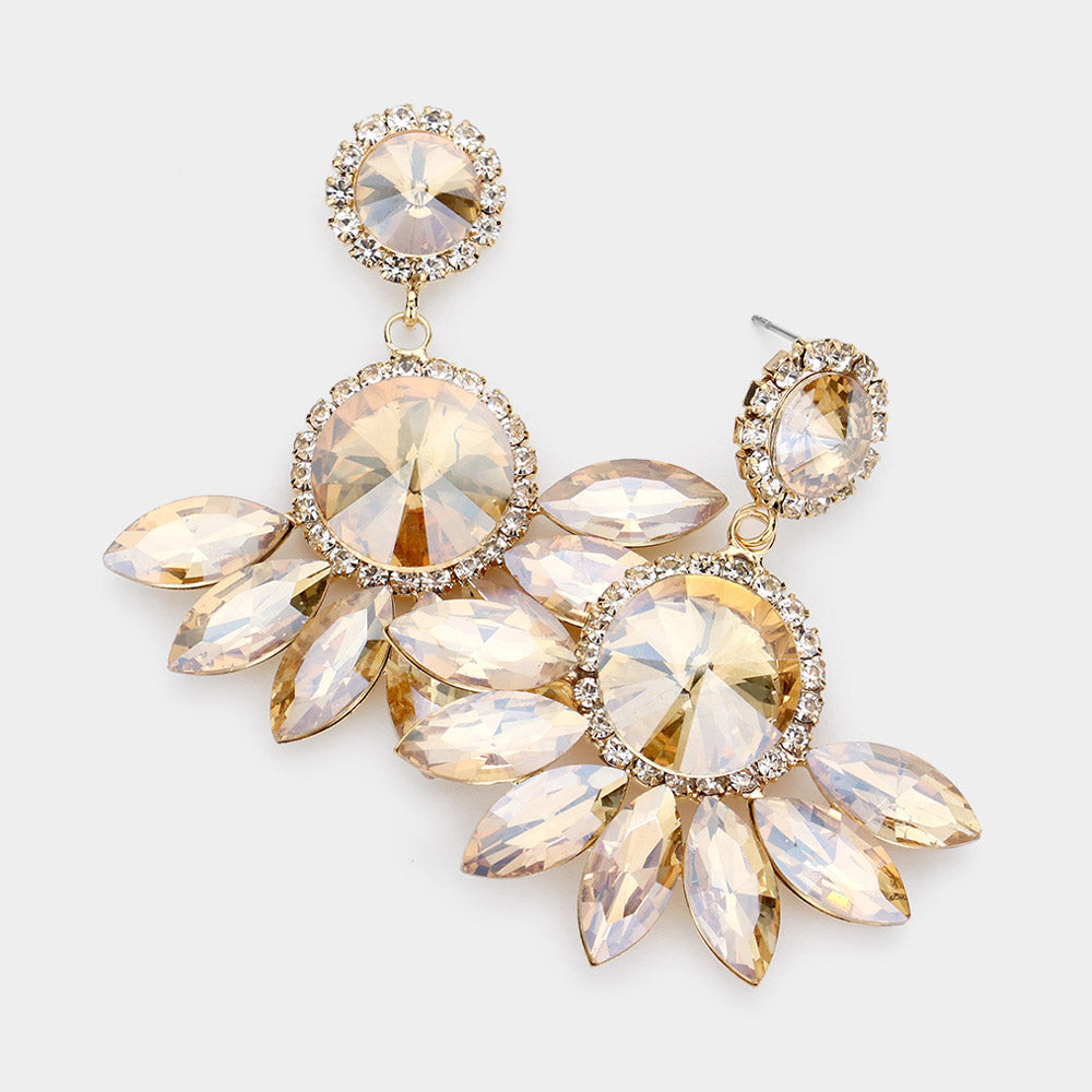 Madeline Love Lt Col Topaz Round Centered Marquise Stone Cluster Dangle Evening Earrings