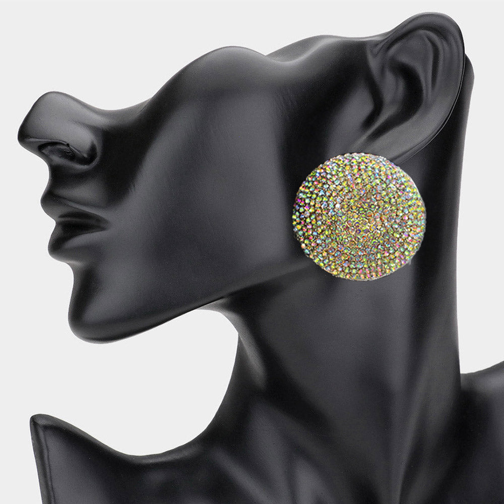 Madeline Love Vitrail Medium Rhinestone Pave Round Evening Earrings