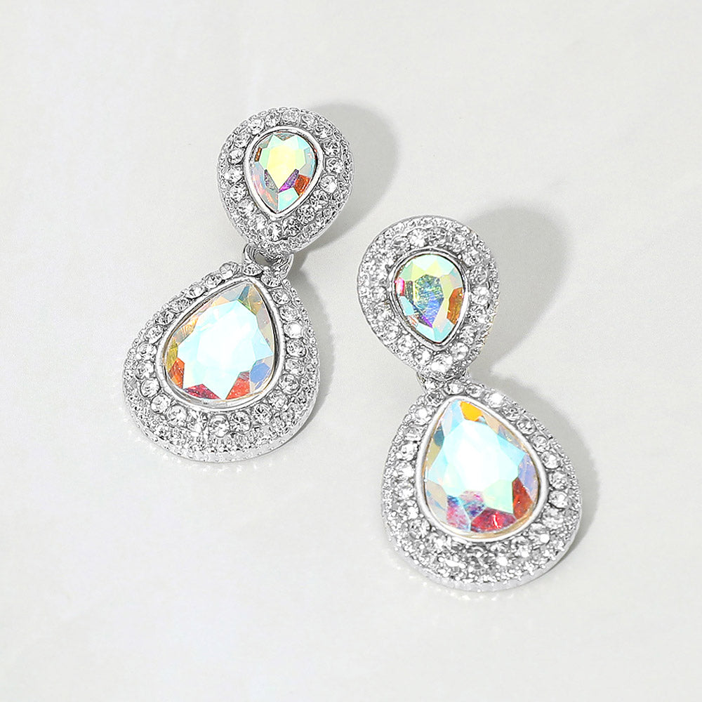 Madeline Love AB, Rhodium Crystal Teardrop Evening Earrings