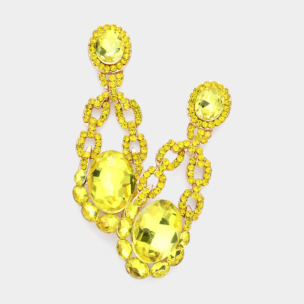 Madeline Love Yellow Round Crystal Stone Accented Evening Earrings