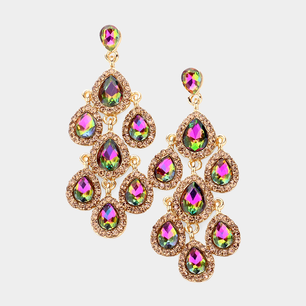 Madeline Love Default Teardrop Stone Cluster Chandelier Dangle Evening Earrings