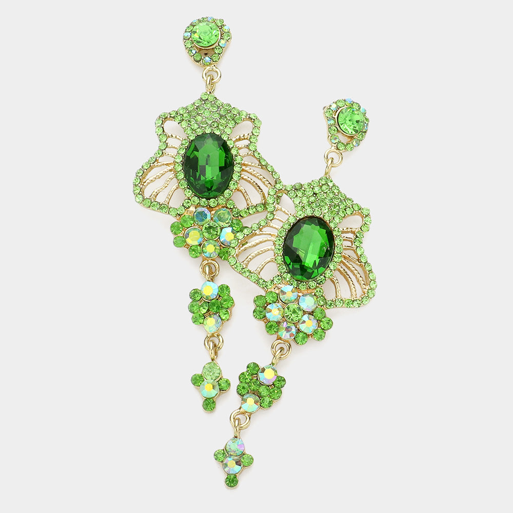Madeline Love Peridot Marquise Stone Trim Dangle Evening Earrings