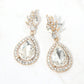 Madeline Love Clear, Gold Teardrop Crystal Drop Evening Earrings