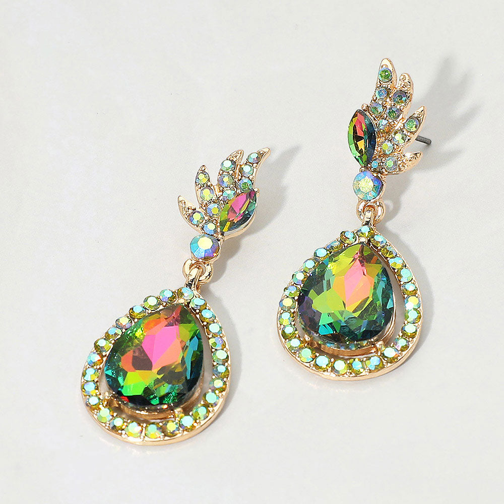 Madeline Love Gold, Vitrail Medium Teardrop Crystal Drop Evening Earrings