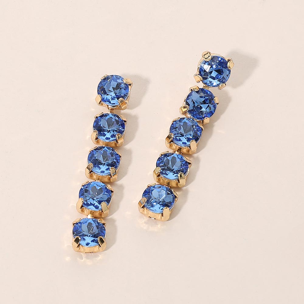 Madeline Love Blue Round Stone Cluster Link Drop Evening Earrings