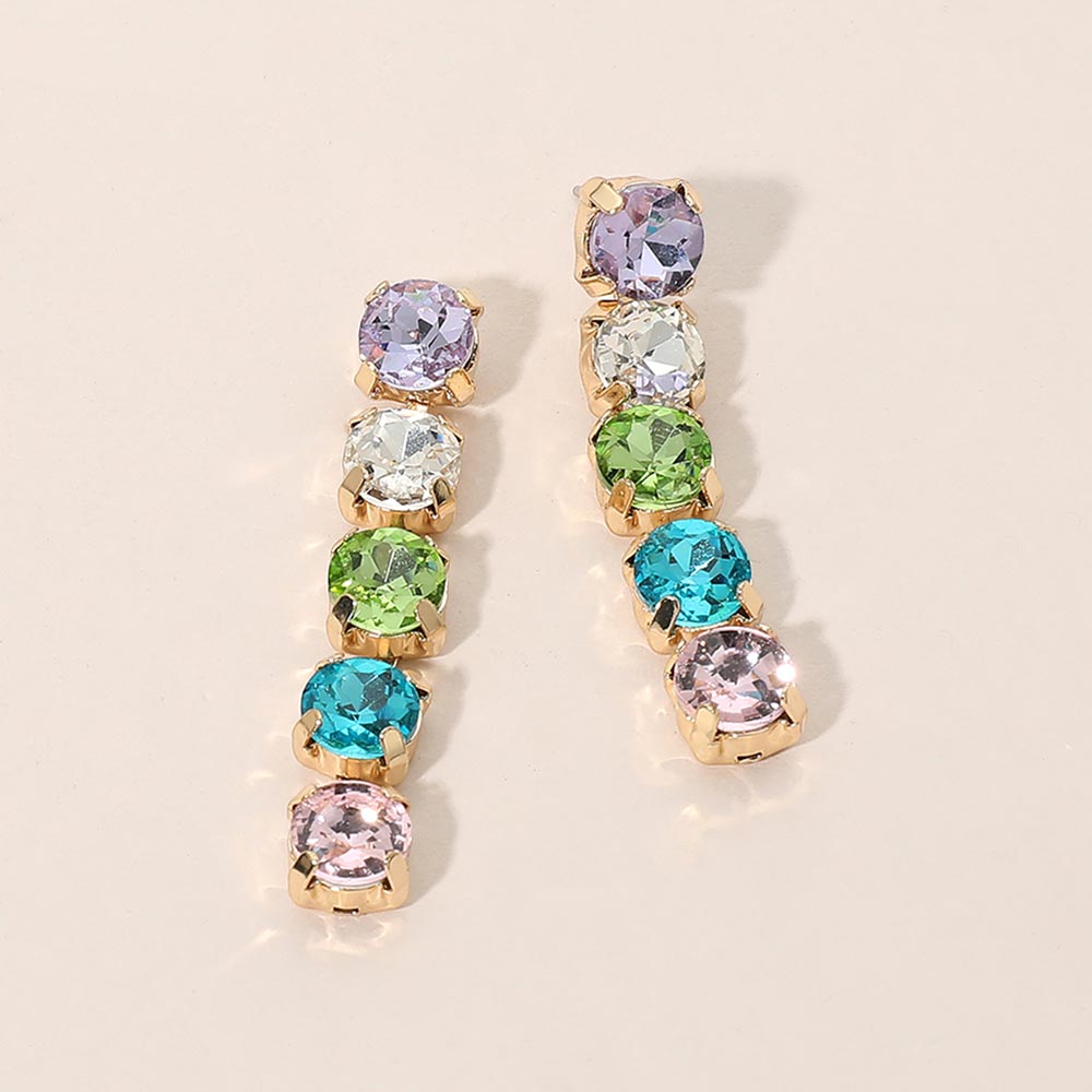 Madeline Love Light, Multi Round Stone Cluster Link Drop Evening Earrings