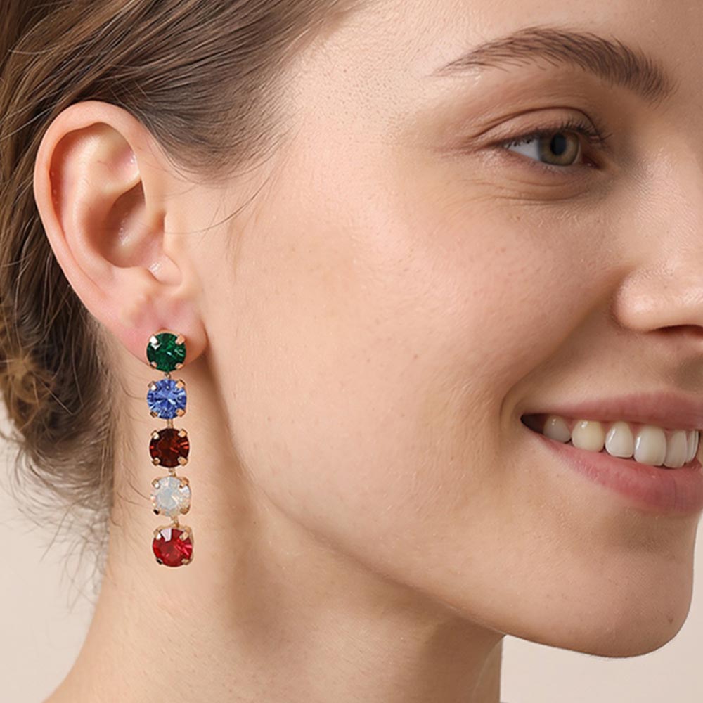 Madeline Love Multi Round Stone Cluster Link Drop Evening Earrings