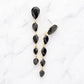 Madeline Love Black, Gold Teardrop Crystal Drop Evening Earrings