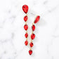Madeline Love Gold, Red Teardrop Crystal Drop Evening Earrings