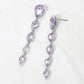 Madeline Love Lavender, Rhodium Teardrop Crystal Drop Evening Earrings