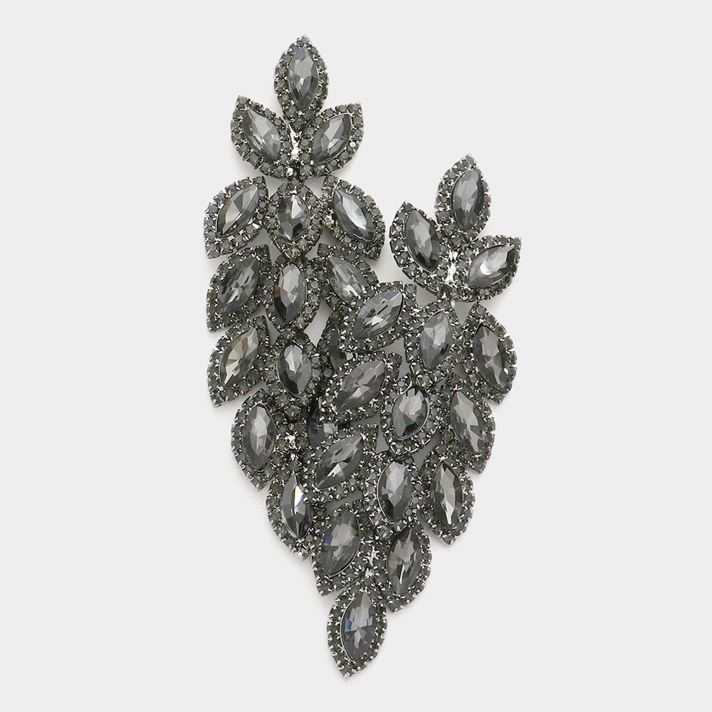 Madeline Love Black Diamond Crystal Rhinestone Marquise Evening Earrings