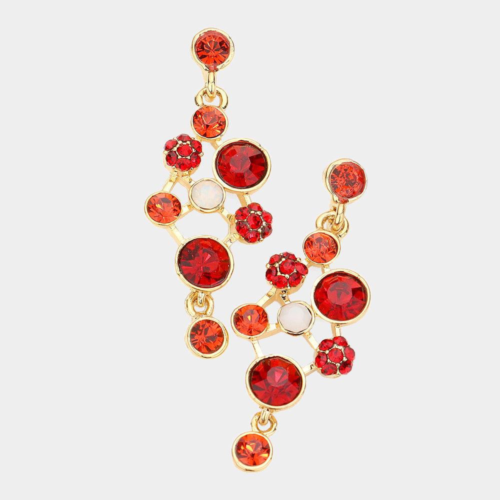 Madeline Love Siam Crystal Rhinestone Evening Earrings