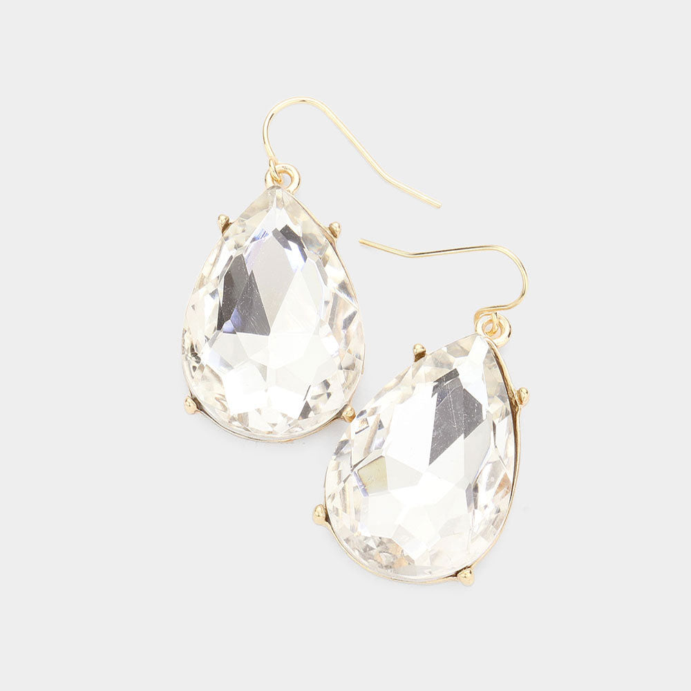 Madeline Love Gold Teardrop Stone Dangle Evening Earrings