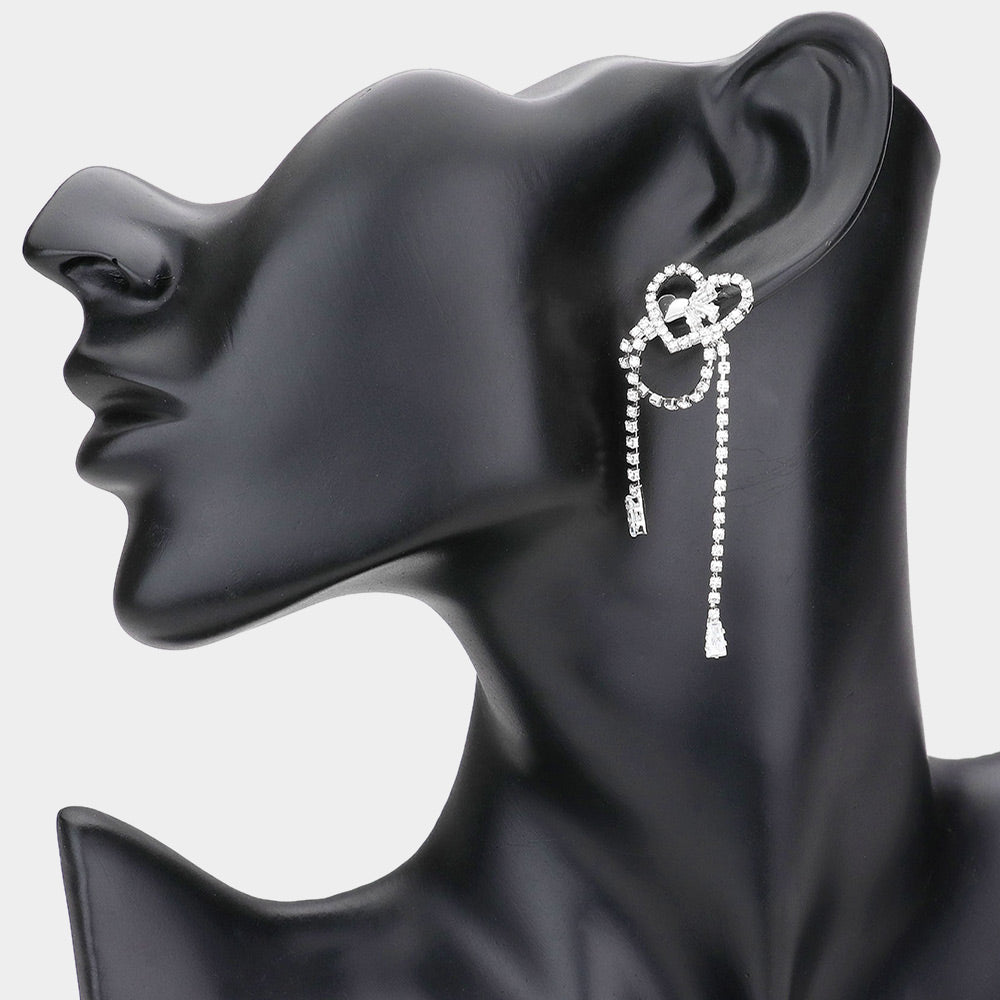 Madeline Love Rhodium Rhinestone Pave Heart Evening Earrings