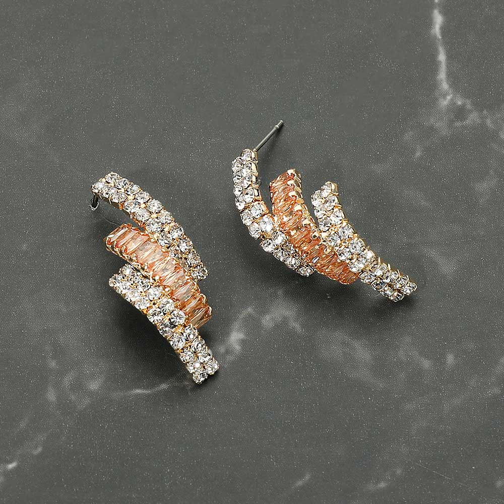 Madeline Love Clear, Gold, Topaz CZ Stone Paved Evening Earrings