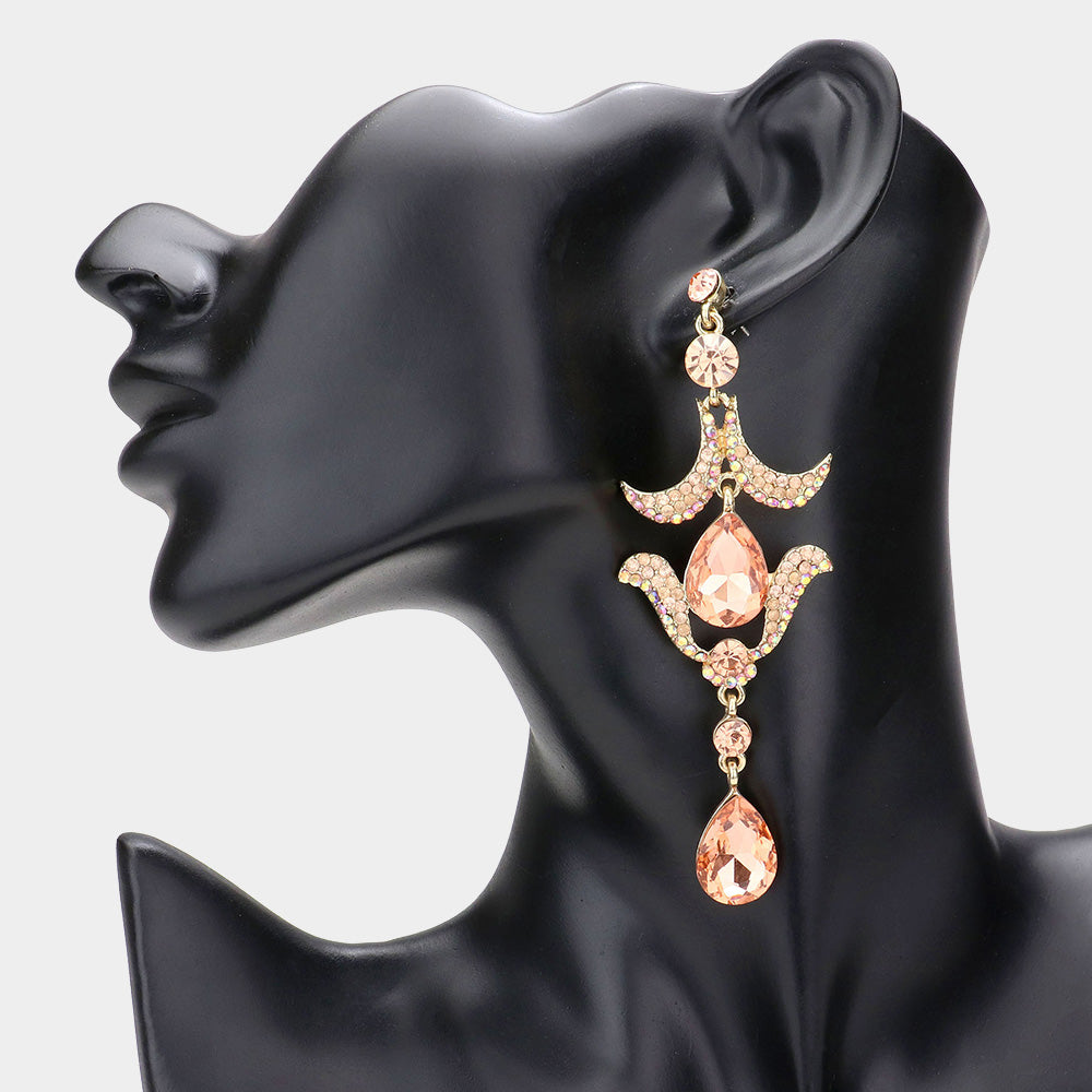 Madeline Love Peach Regal Temple Droplet Earrings
