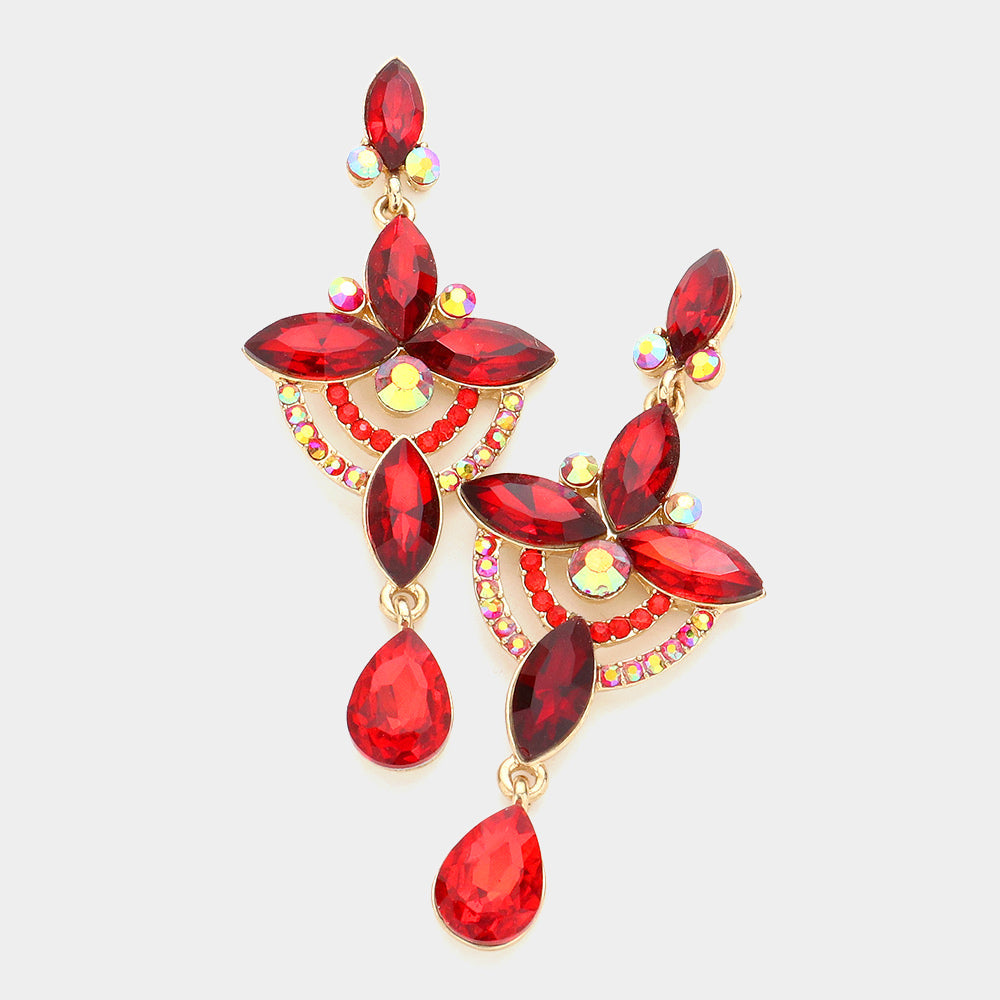 Madeline Love Red Regal Chandelier Drop Earrings