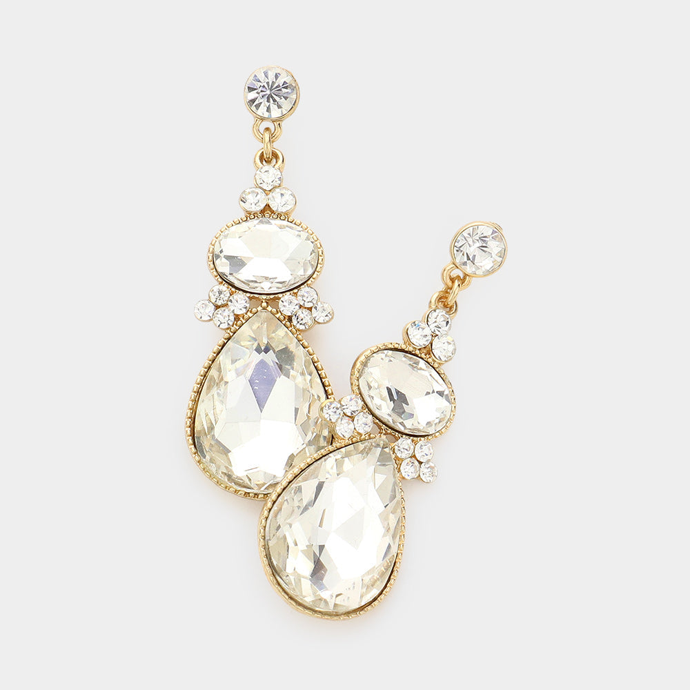 Madeline Love Gold Whimsical Crystal Droplet Dangle Evening Earrings