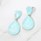 Madeline Love Aqua, Gold, Opal Teardrop Crystal Drop Evening Earrings