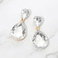 Madeline Love Clear, Gold Teardrop Crystal Drop Evening Earrings