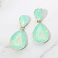 Madeline Love Gold, Lime, Opal Teardrop Crystal Drop Evening Earrings