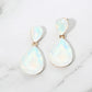 Madeline Love Gold, Opal, White Teardrop Crystal Drop Evening Earrings