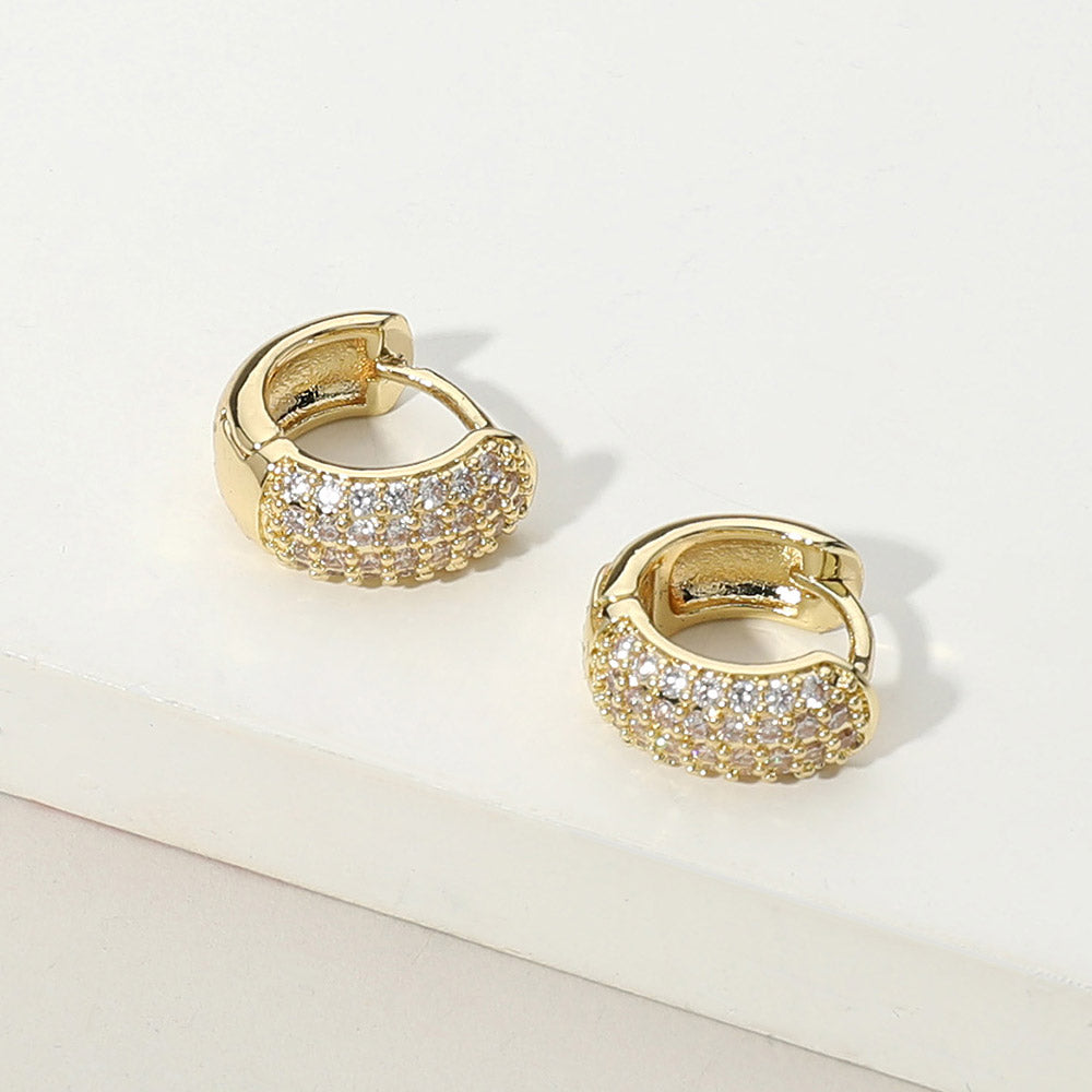 Madeline Love Gold CZ Stone Paved Huggie Hoop Earrings