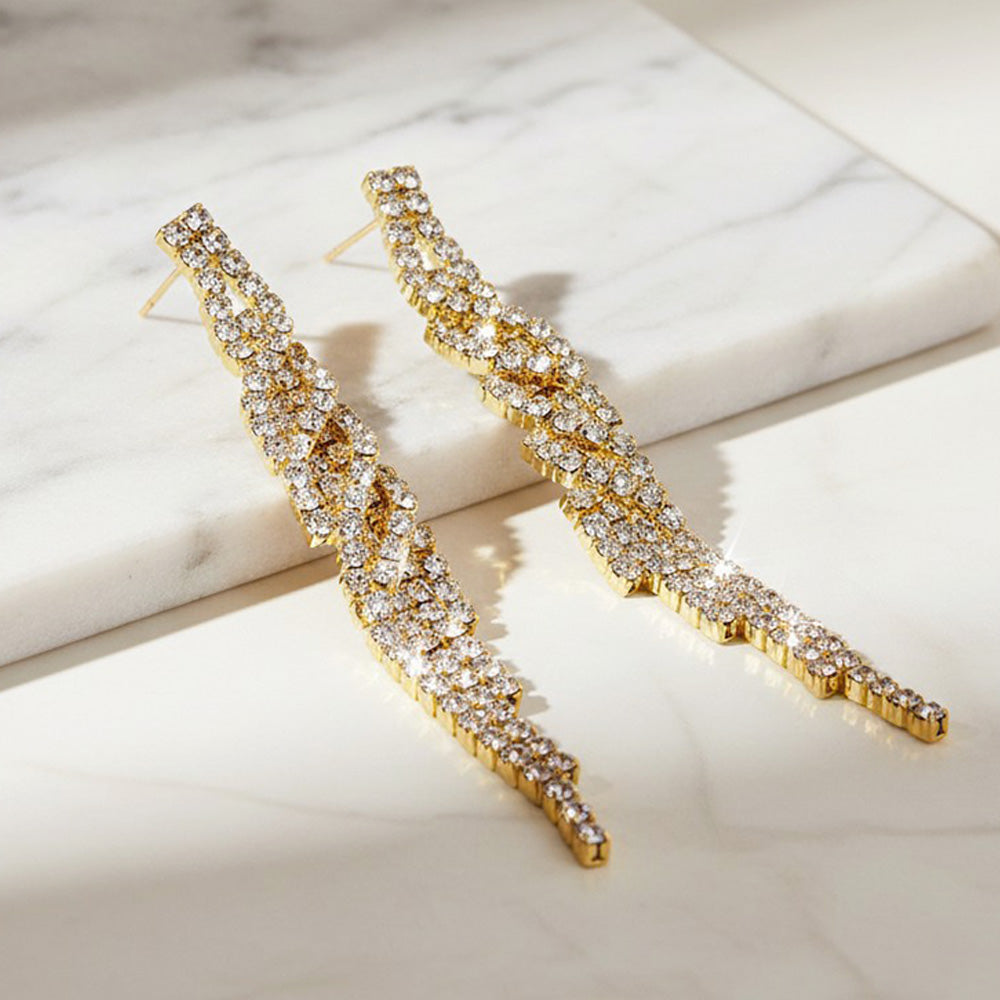 Madeline Love Clear, Gold Rhinestone fringe earrings