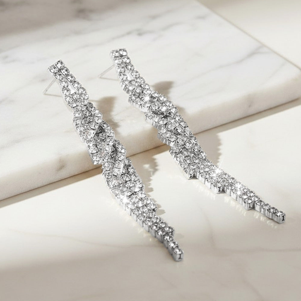 Madeline Love Clear, Silver Rhinestone fringe earrings