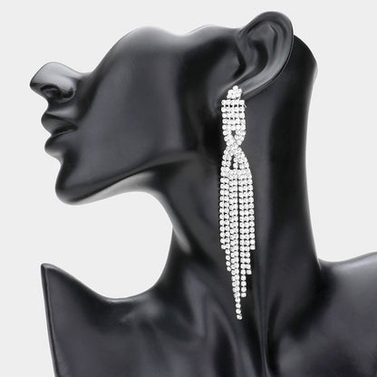 Madeline Love Clear, Silver Rhinestone fringe earrings