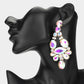 Madeline Love AB, Clear, Gold Oval Marquise Stone Cluster Chandelier Evening Earrings