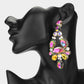 Madeline Love Gold, Multi Oval Marquise Stone Cluster Chandelier Evening Earrings