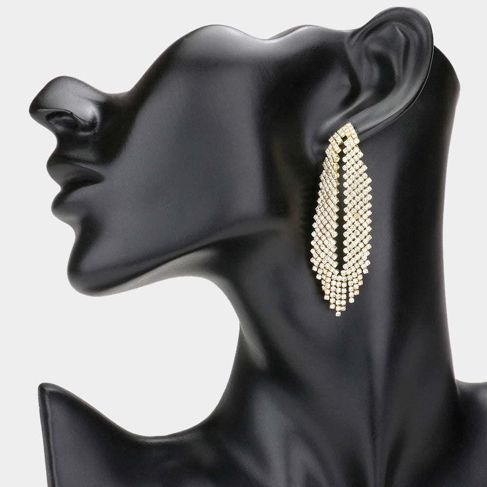 Madeline Love Gold Crystal Rhinestone Evening Earrings