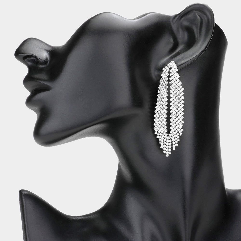 Madeline Love Silver Crystal Rhinestone Evening Earrings