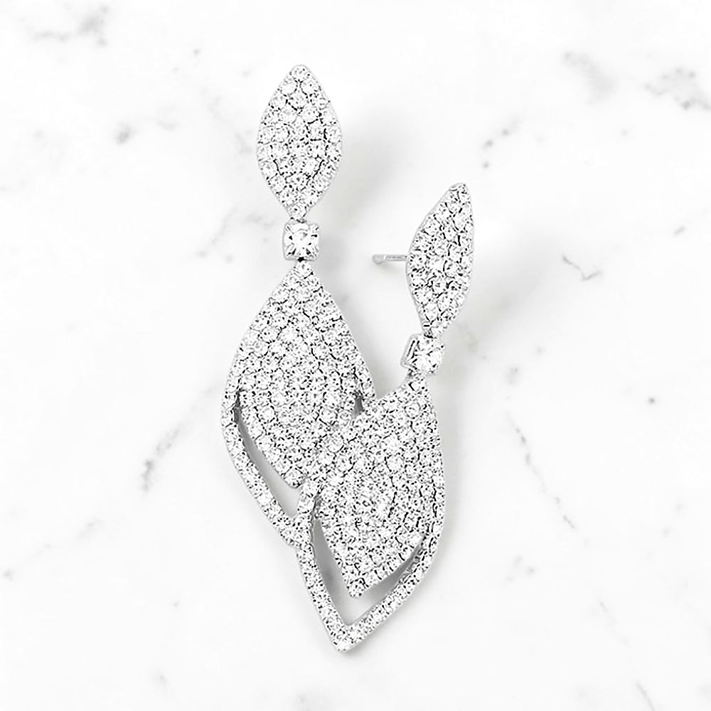 Madeline Love Clear, Silver Rhinestone Marquise Drop Evening Earrings