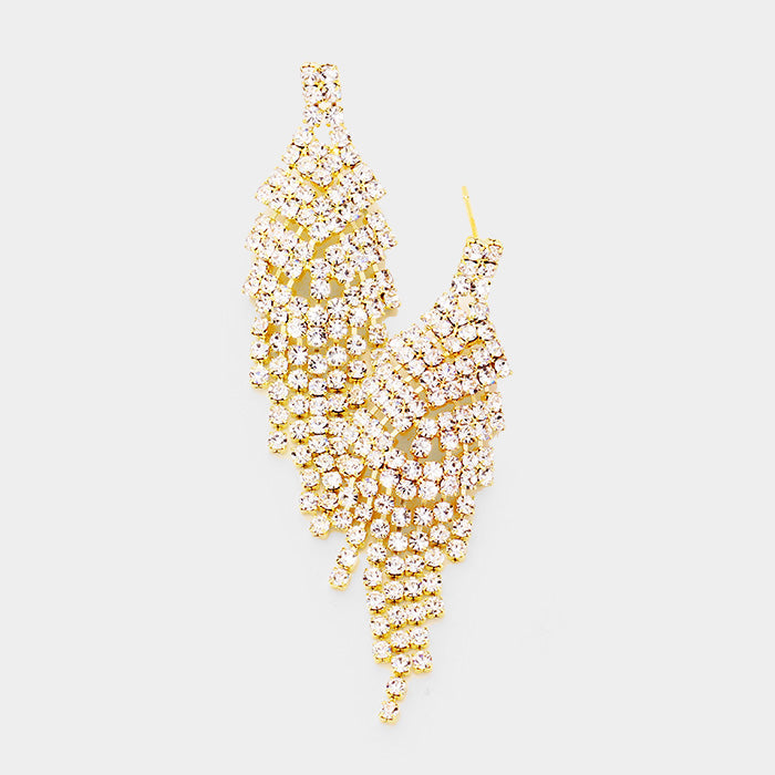 Madeline Love Clear, Gold Rhinestone Pave Evening Earrings