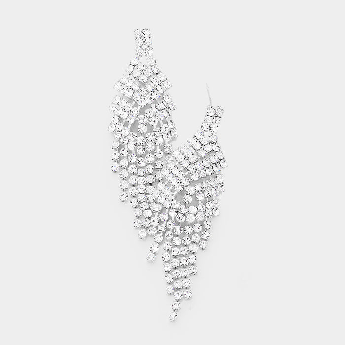 Madeline Love Clear, Silver Rhinestone Pave Evening Earrings