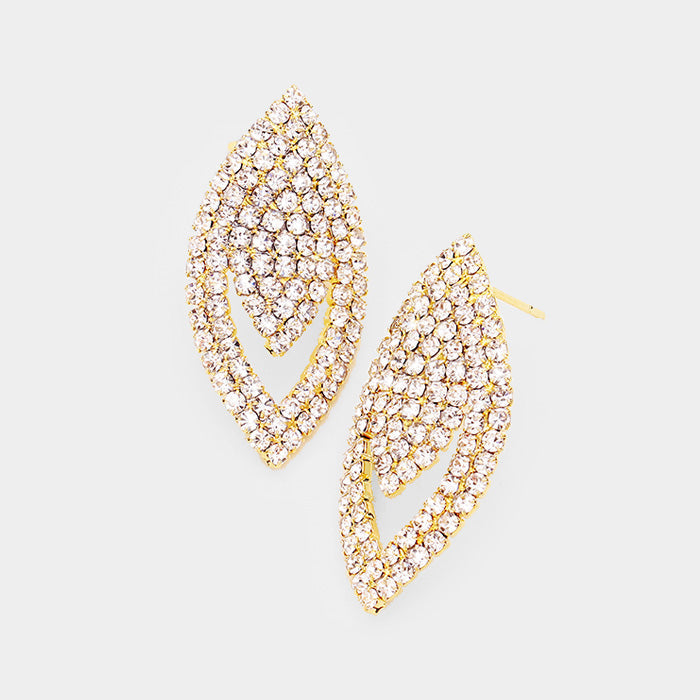 Madeline Love Clear, Gold Rhinestone Pave Evening Earrings