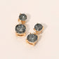 Madeline Love Black Diamond, Gold Double Round Stone Drop Earrings