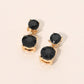 Madeline Love Black, Gold Double Round Stone Drop Earrings
