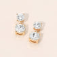 Madeline Love Clear, Gold Double Round Stone Drop Earrings