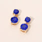 Madeline Love Gold, Sapphire Double Round Stone Drop Earrings