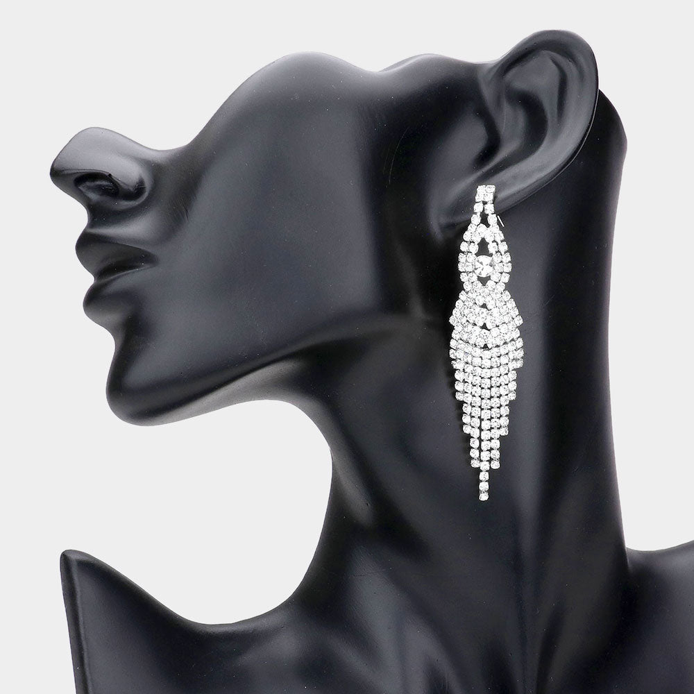 Madeline Love Silver Rhinestone Pave Evening Earrings