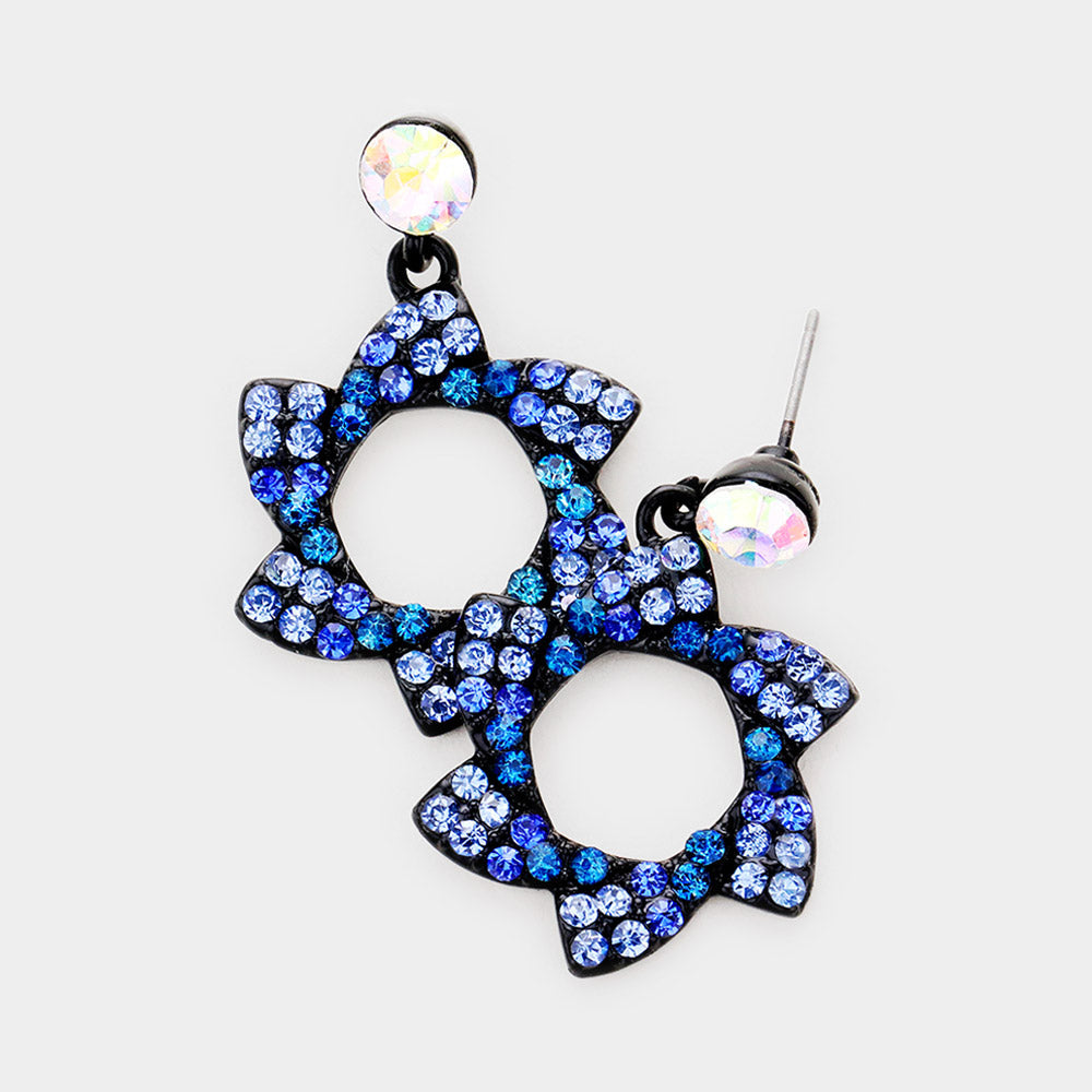 Madeline Love AB, Black, Sapphire Crystal pinwheel earrings