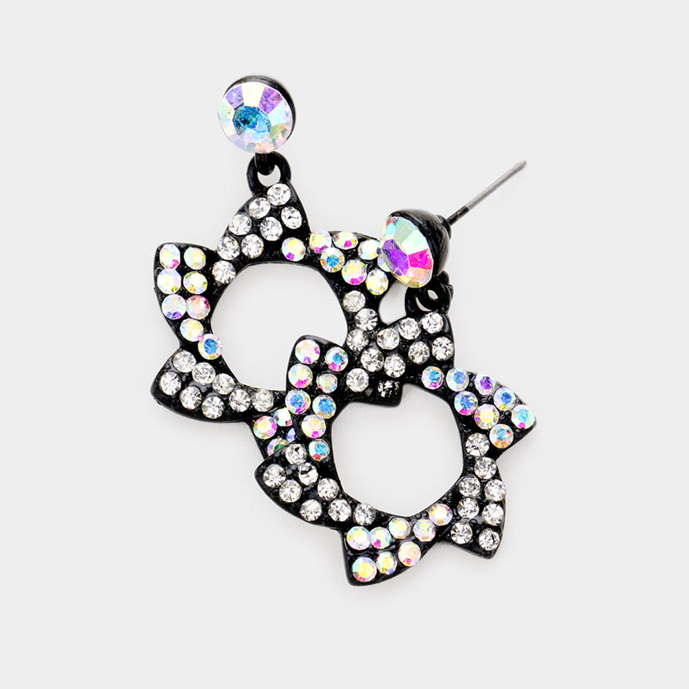 Madeline Love AB, Black, Clear Crystal pinwheel earrings