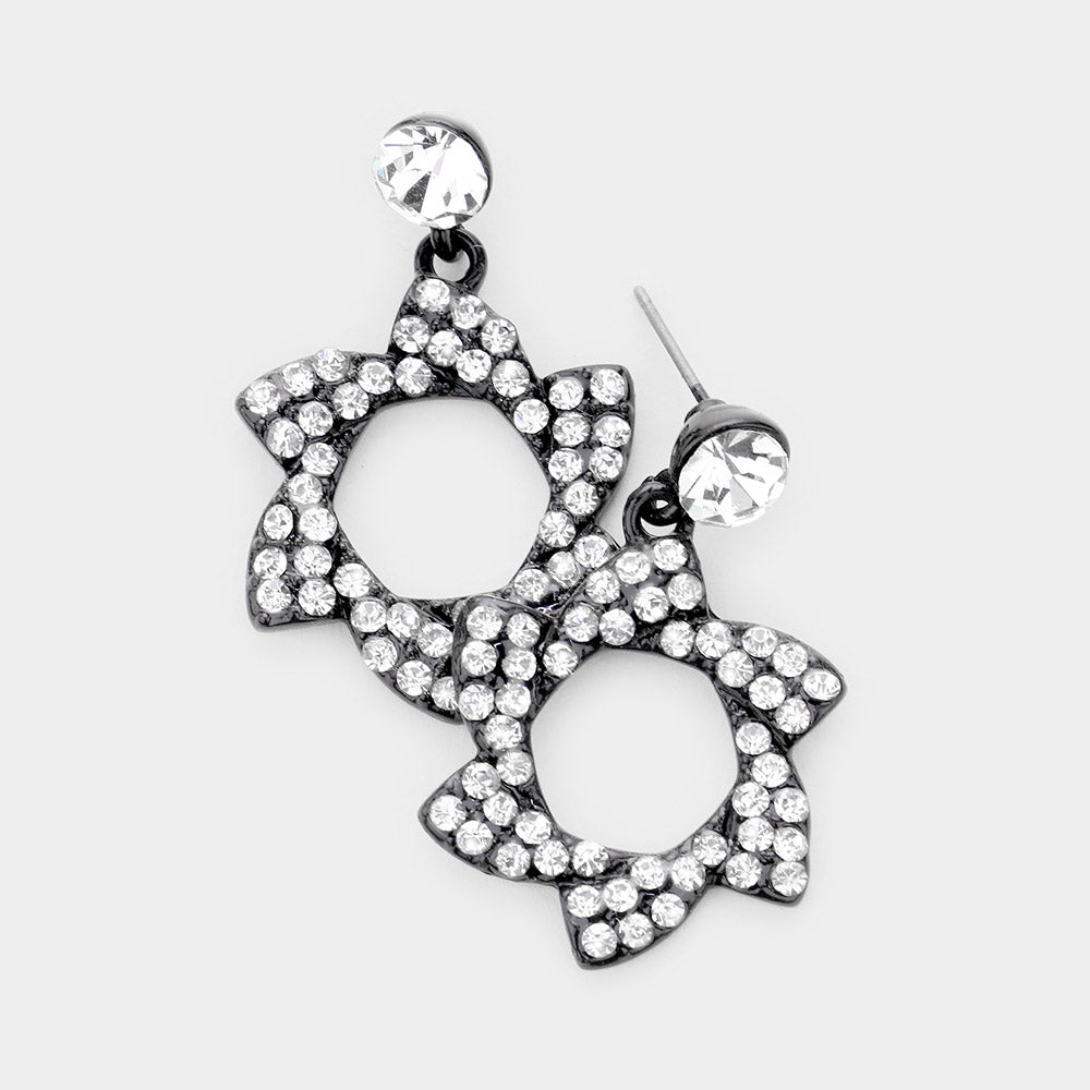 Madeline Love Black, Clear Crystal pinwheel earrings