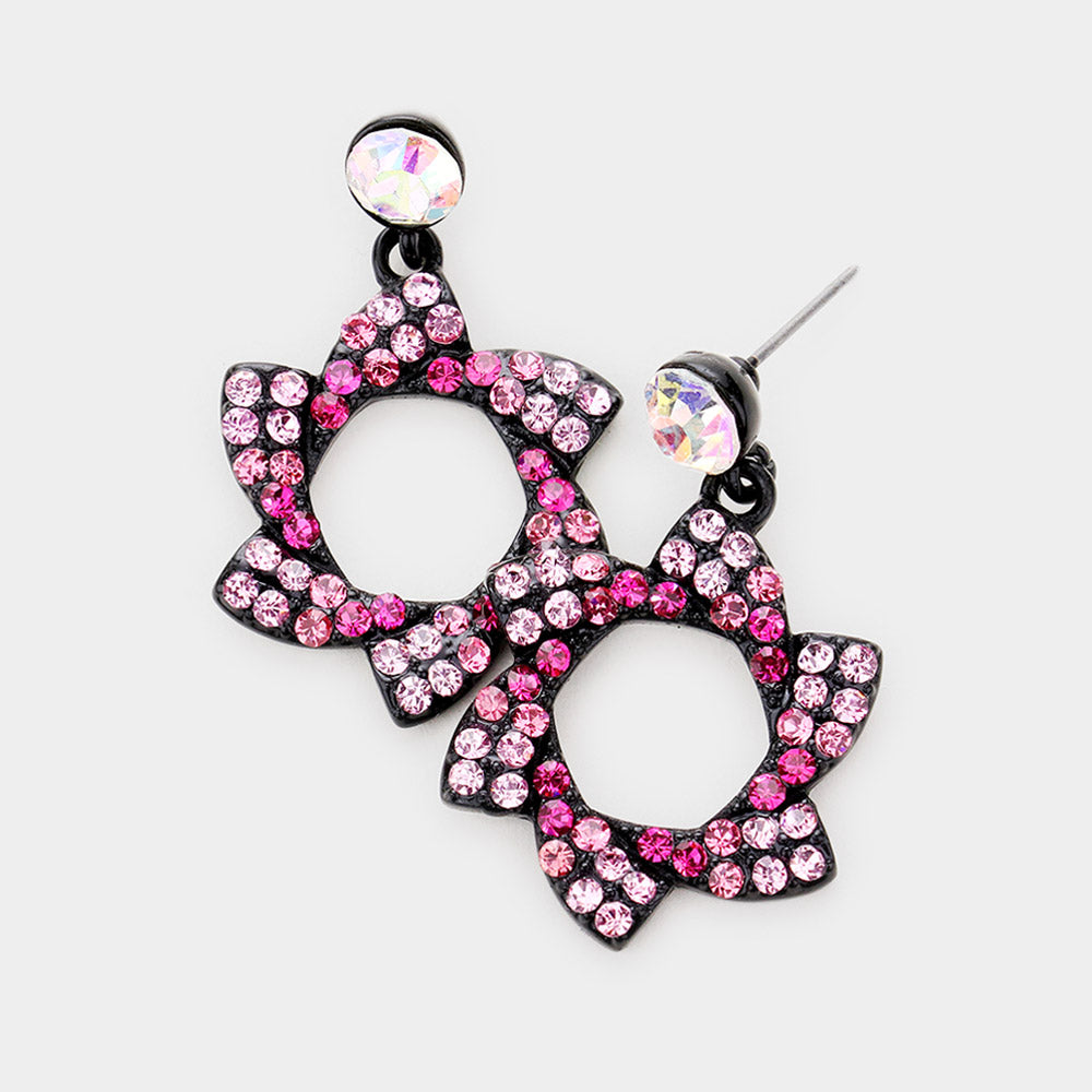 Madeline Love AB, Black, Fuchsia, Lt Rose Crystal pinwheel earrings