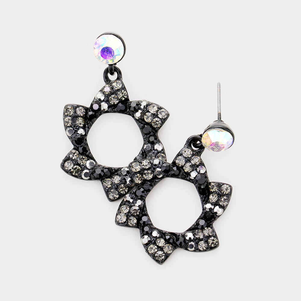Madeline Love Black, Black Diamond, Hematite, Jet Black Crystal pinwheel earrings